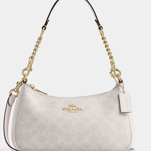 Coach Handbags - Coach Chalk Pebbled Leather Shoulder Bag with Gold Hardware